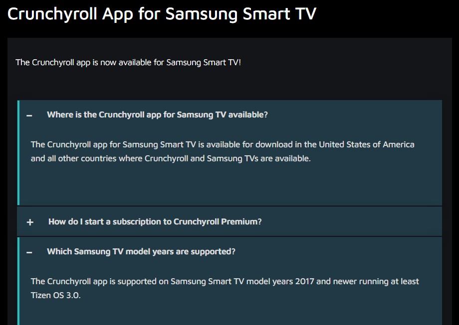 App missing in Samsung TV (2023) Crunchyroll Samsung Community