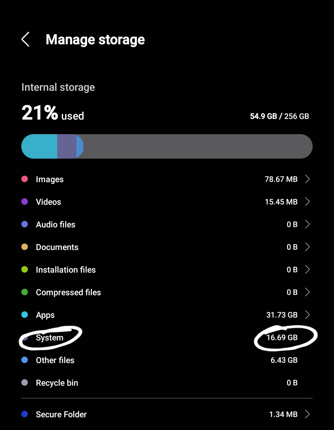 System file size samsung community