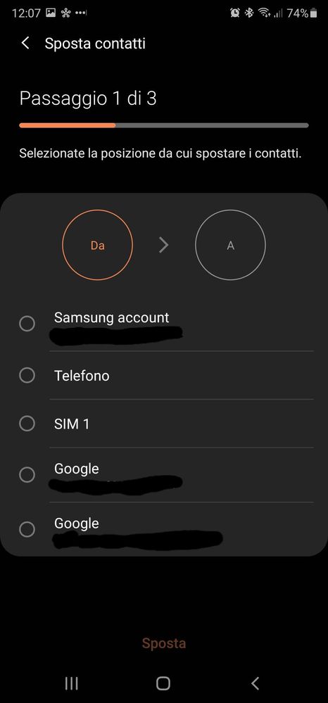 Spostare contatti da Samsung account - Samsung Community
