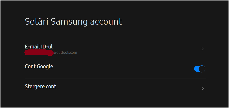 Administrare cont Samsung