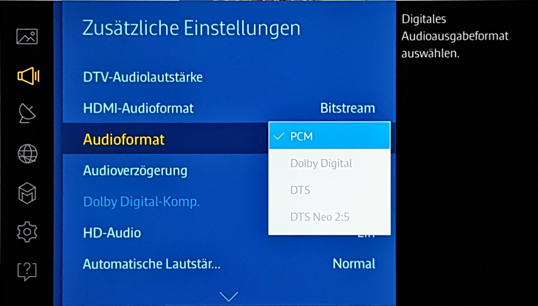 Gelöst: Kein DTS bzw. Dolby Digital auswählbar bei Samsung UE55JU7090 -  Samsung Community