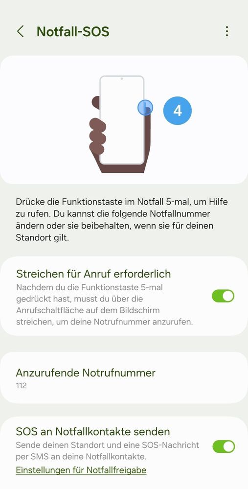 Notfallkontakt Samsung eine SMS schicken