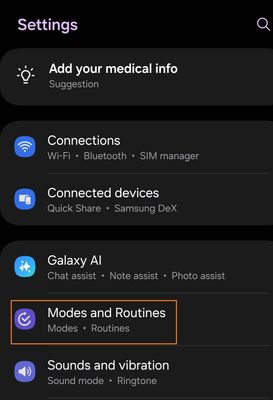 Go to Settings > Modes and Routines.
