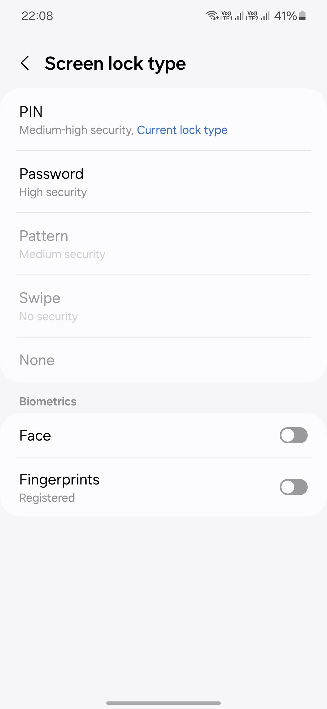 Screen lock type - Samsung Community