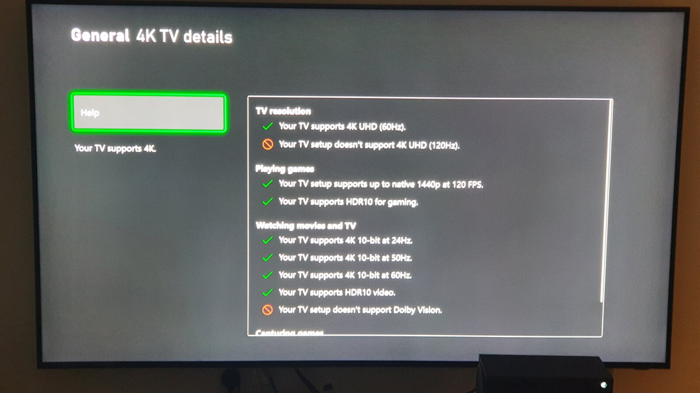 Picture of Xbox Series X display compatibility on Q900R