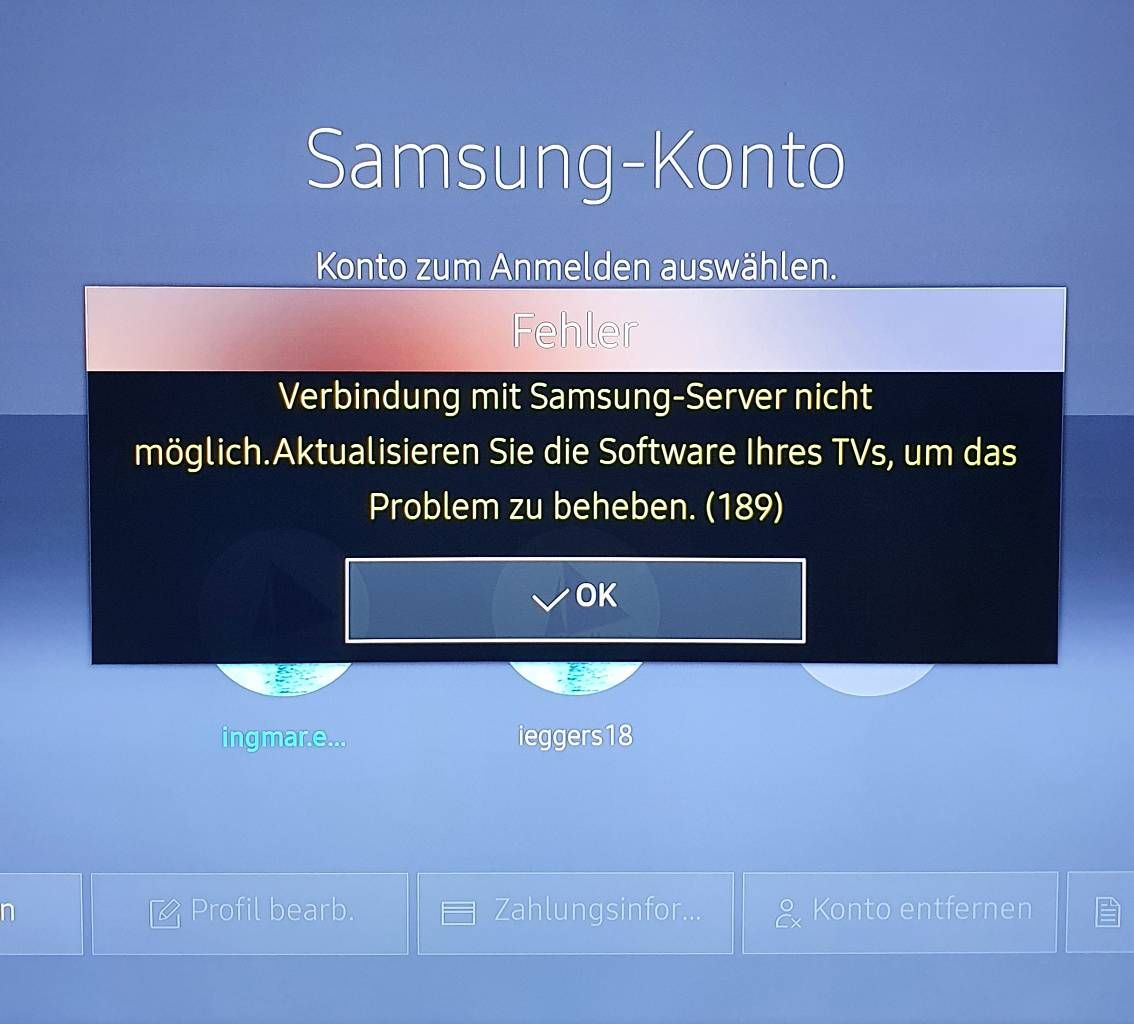 Probleme Samsung TV Anmeldung - Samsung Community