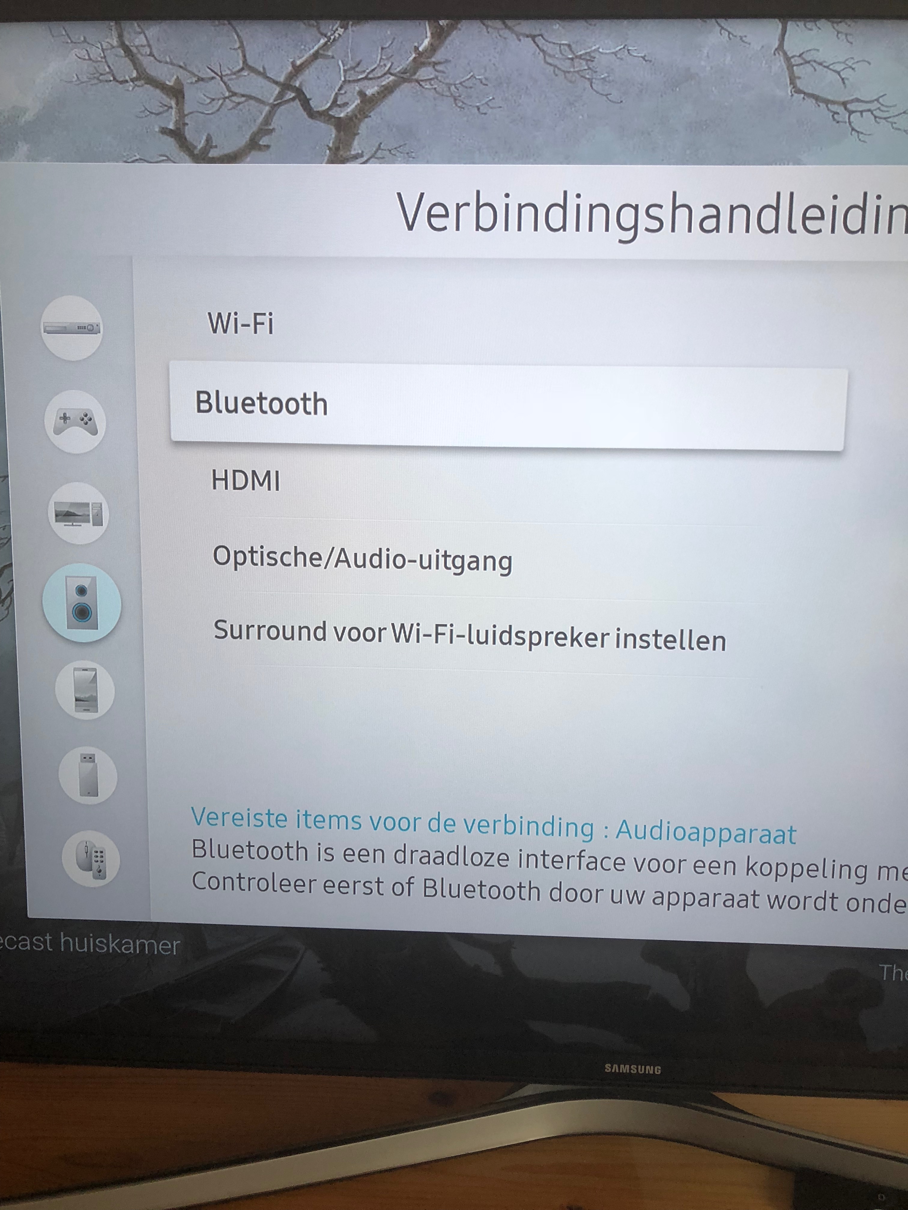 BLuetooth koptelefoon wordt herkend door Samsung tv maar wil niet