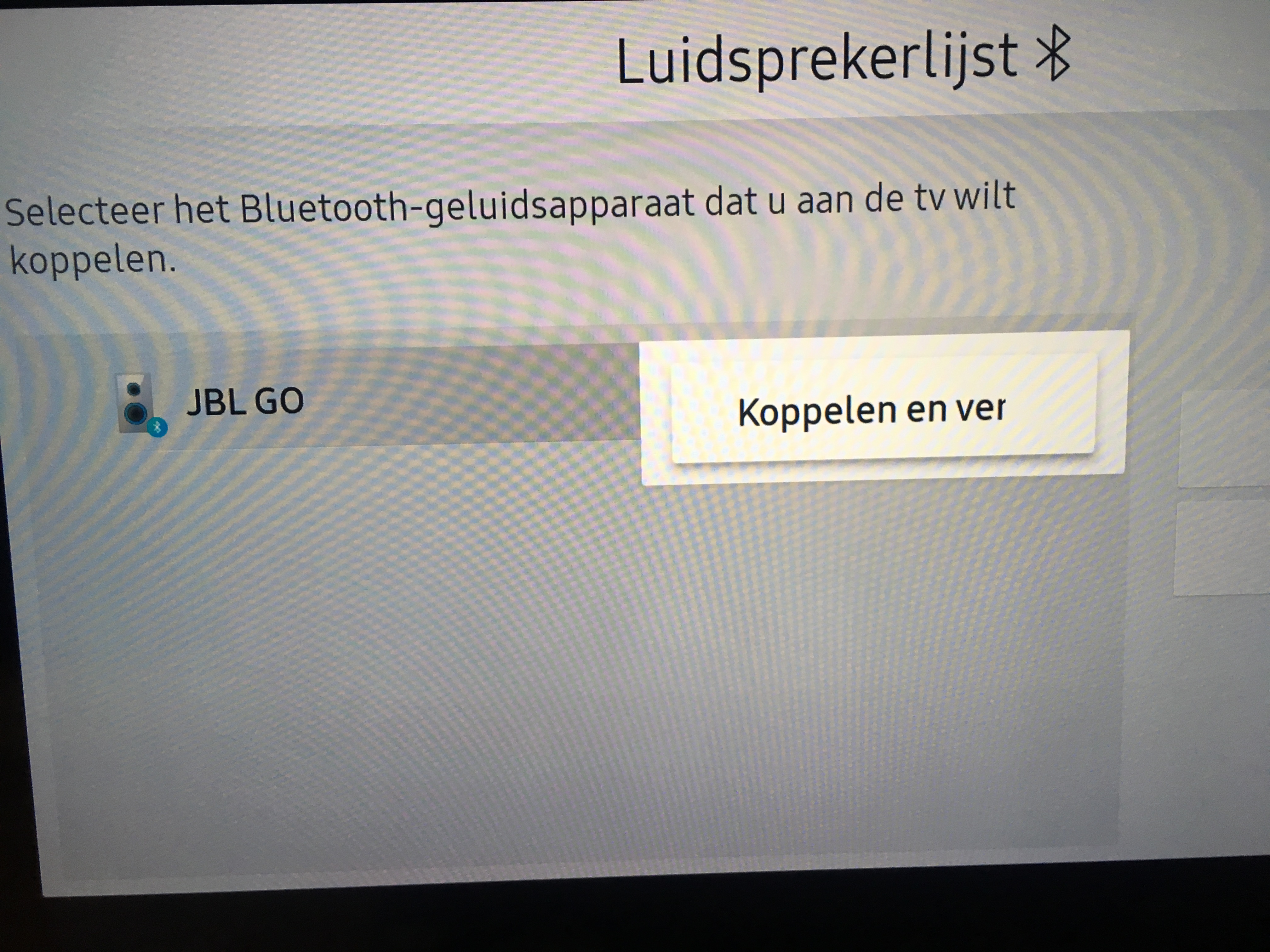 BLuetooth koptelefoon wordt herkend door Samsung tv maar wil niet