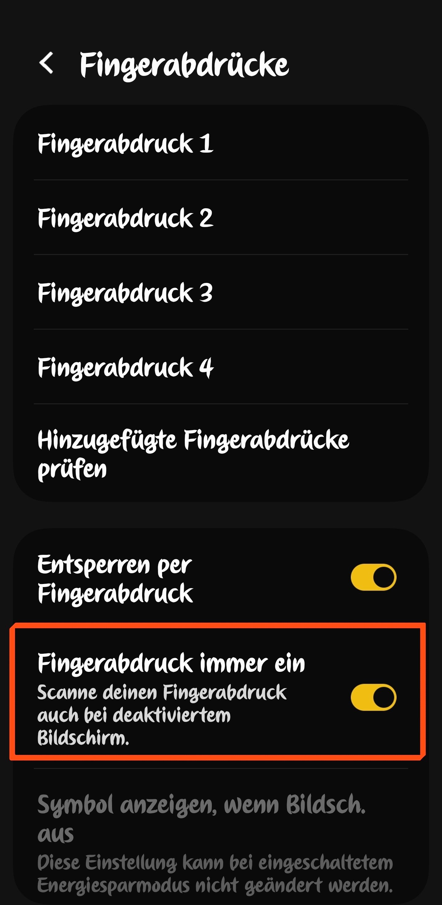 Fingerabdrucksensor auf Allways On Display nicht immer aktiv - Samsung  Community