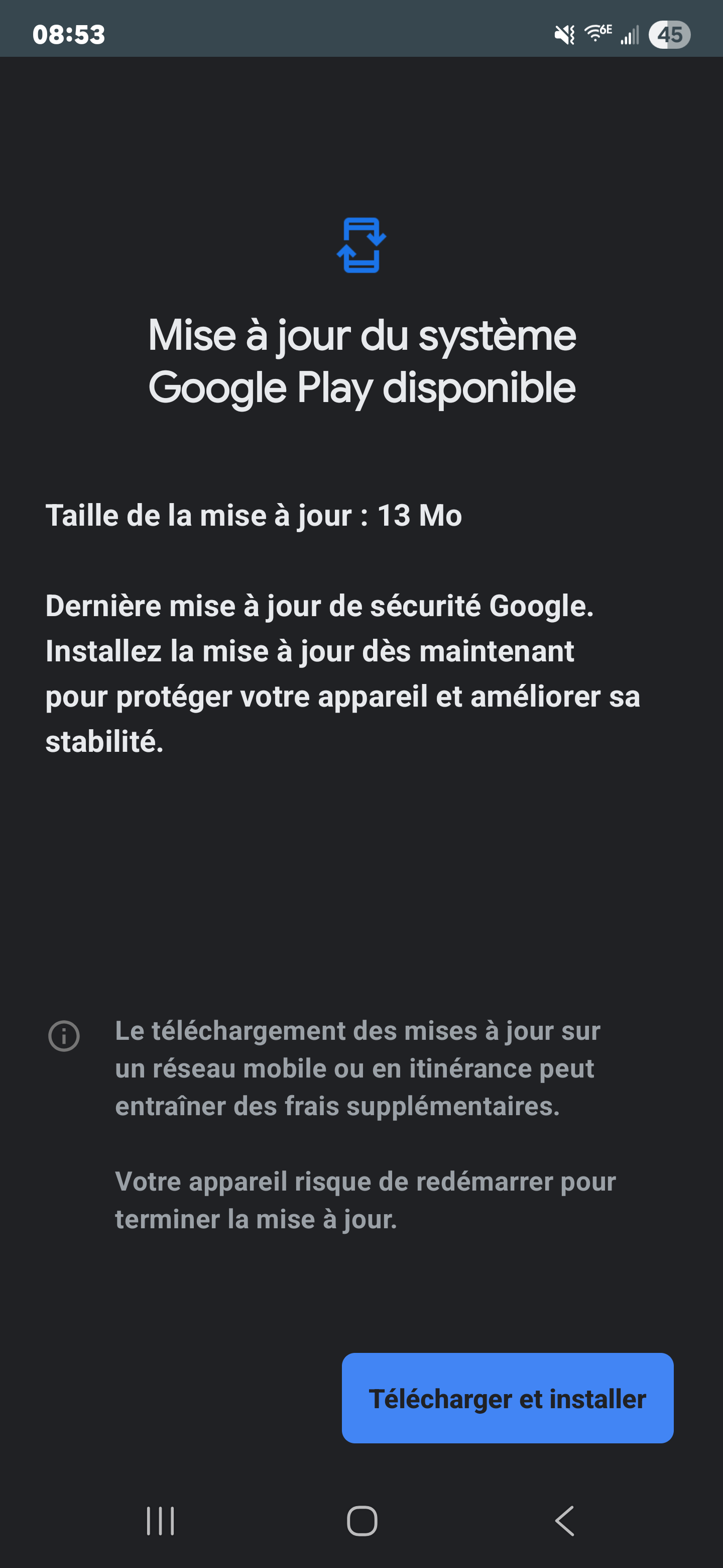Mise à jour logiciel Google play de 13Mo. - Samsung Community