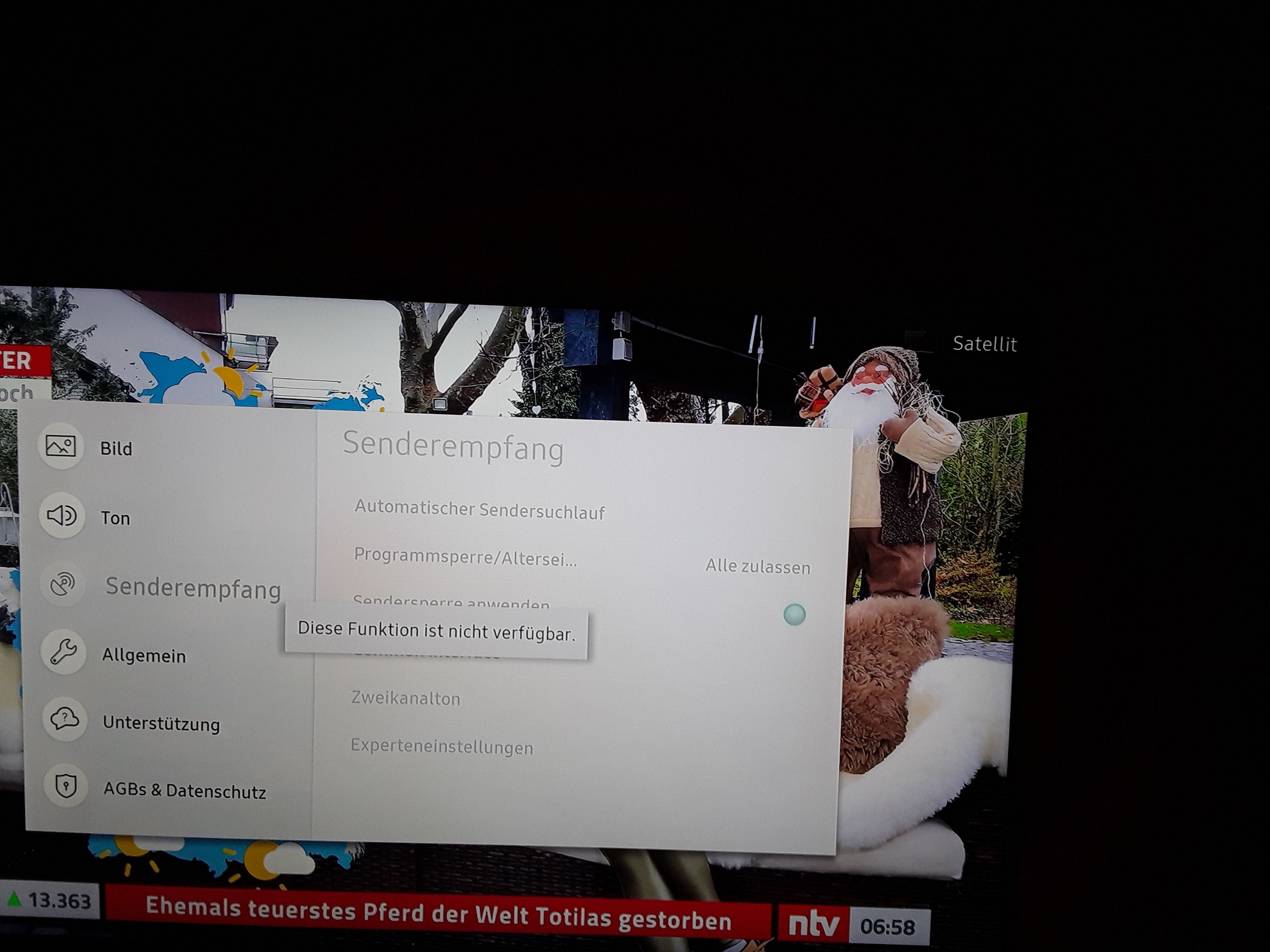 Senderempfang deaktiviert/Grau, senderliste bearbeiten auch deaktiviert