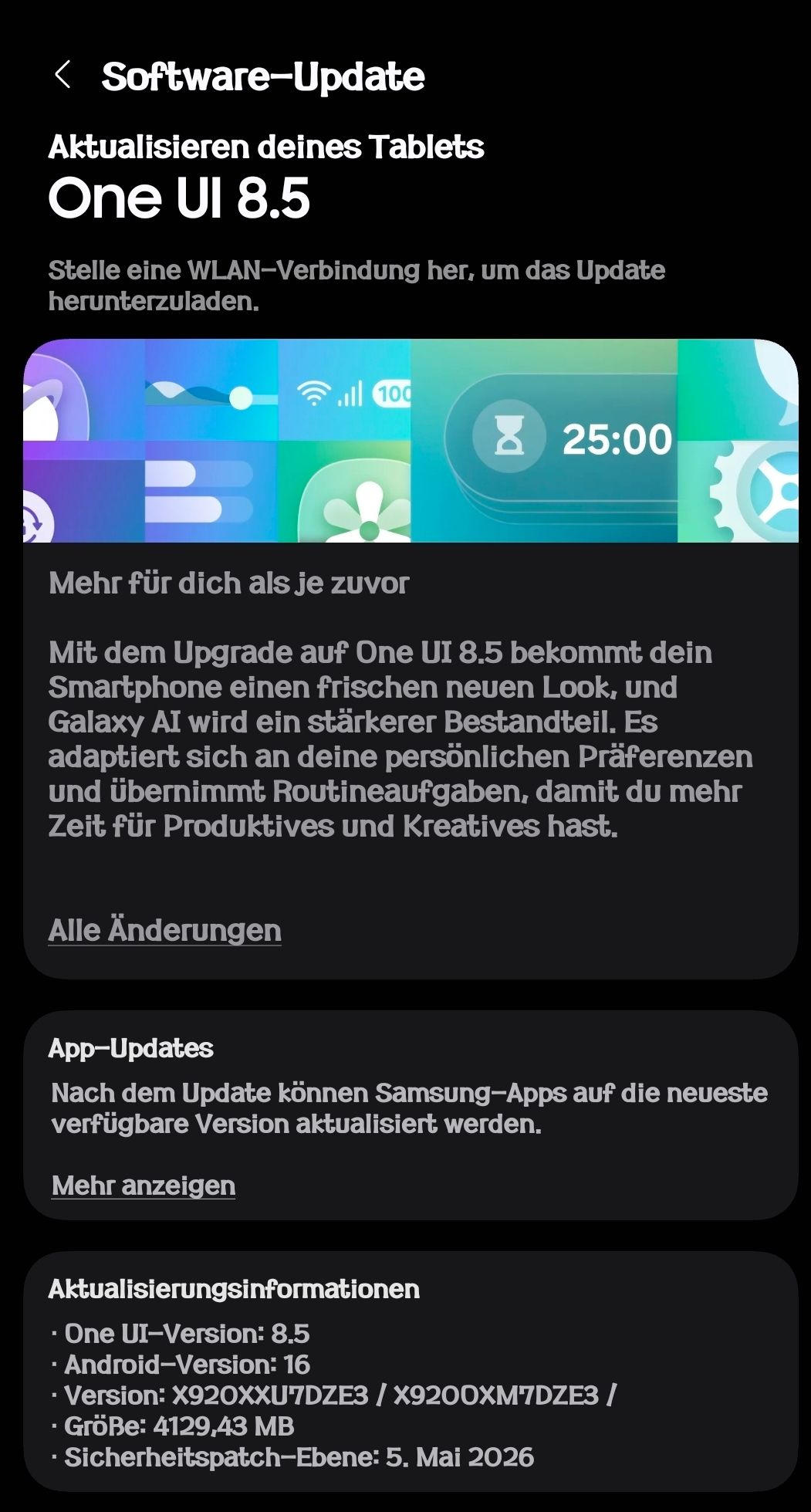 Update auf One UI 8.5 für das Galaxy Tab S10 Ultra WiFi - Samsung Community