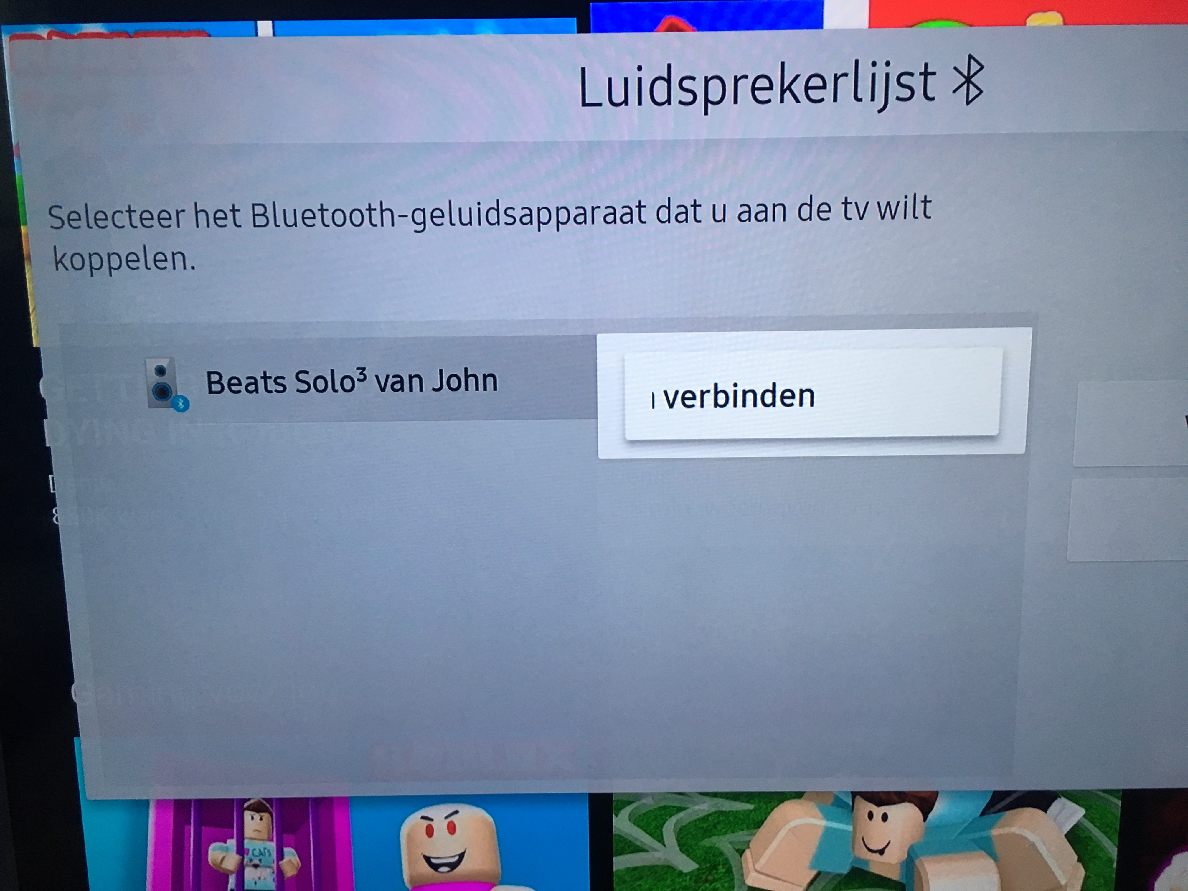 BLuetooth koptelefoon wordt herkend door Samsung tv maar wil niet