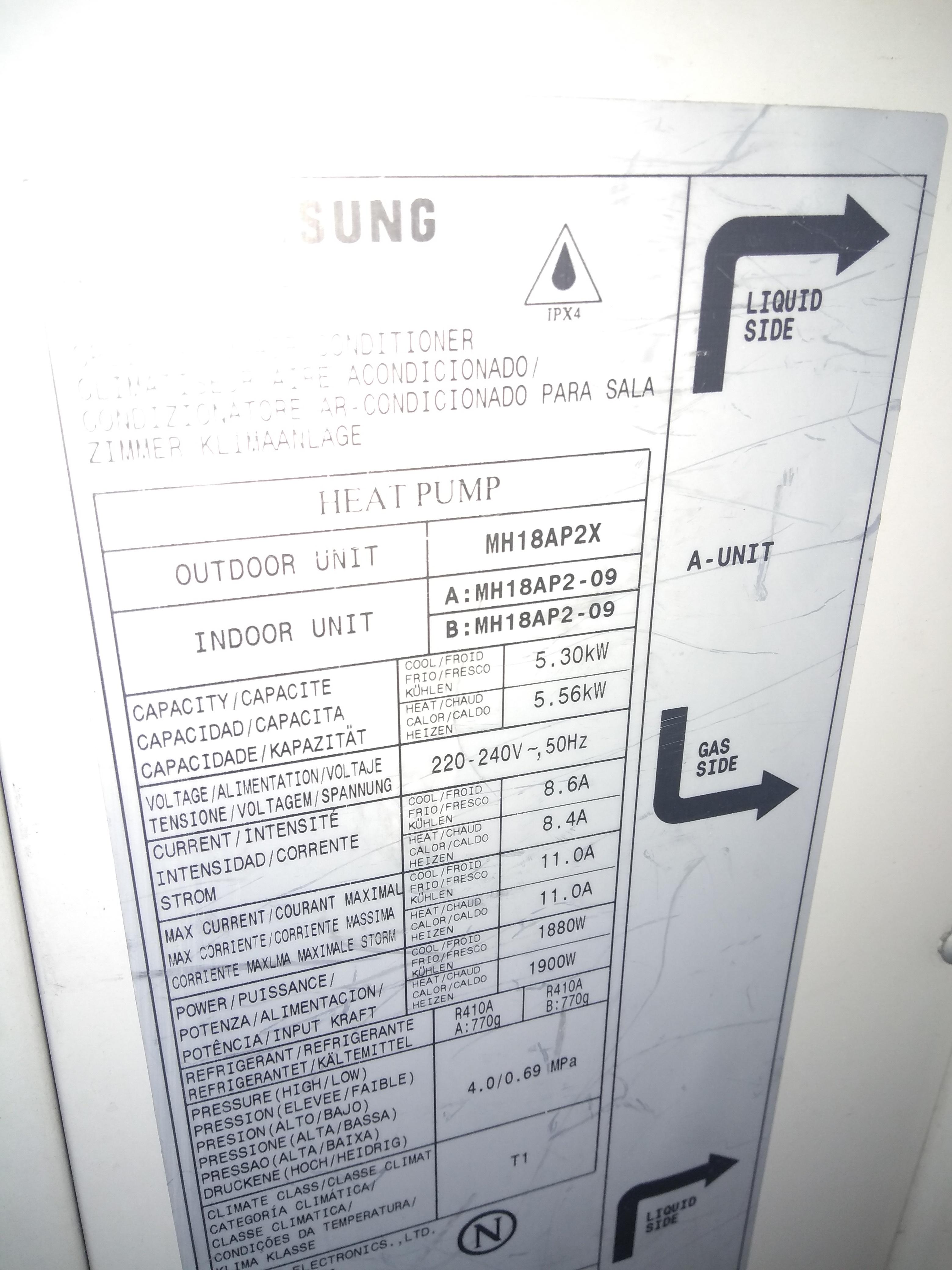 Codice reset Condizionatore MH18AP2-09 - Samsung Community
