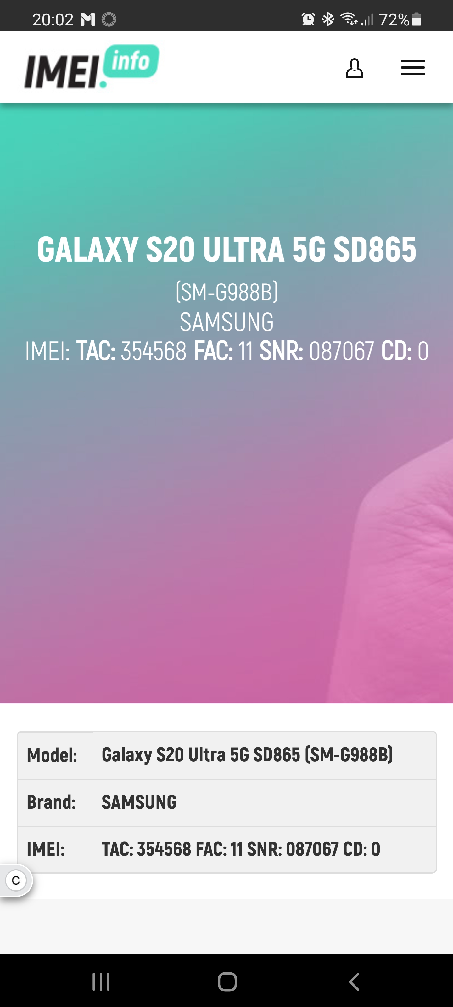 S20 Ultra 5G IMEI Not recognised on samsung's system. - Samsung Community