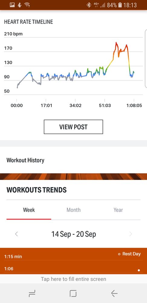 UA Record workout on Galaxy Watch