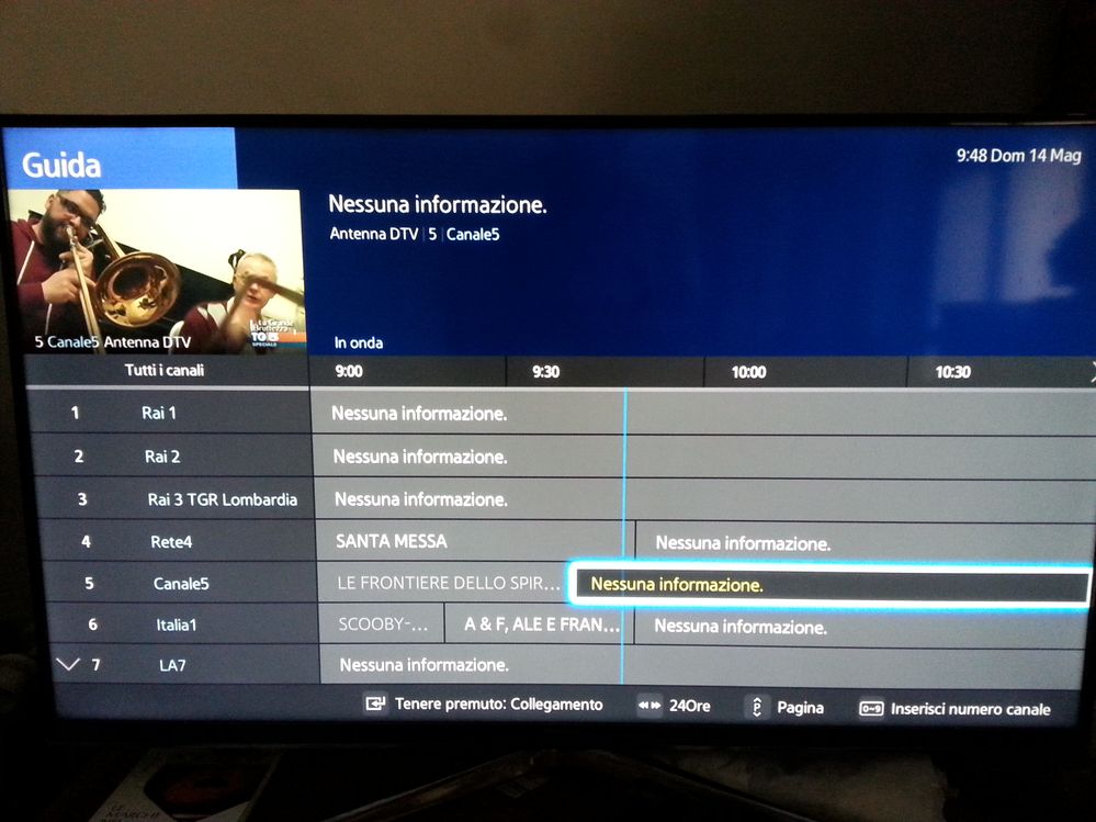 Il proghramma di canale 5 alle 9:48 NON era Le frontiere dello Spirito"