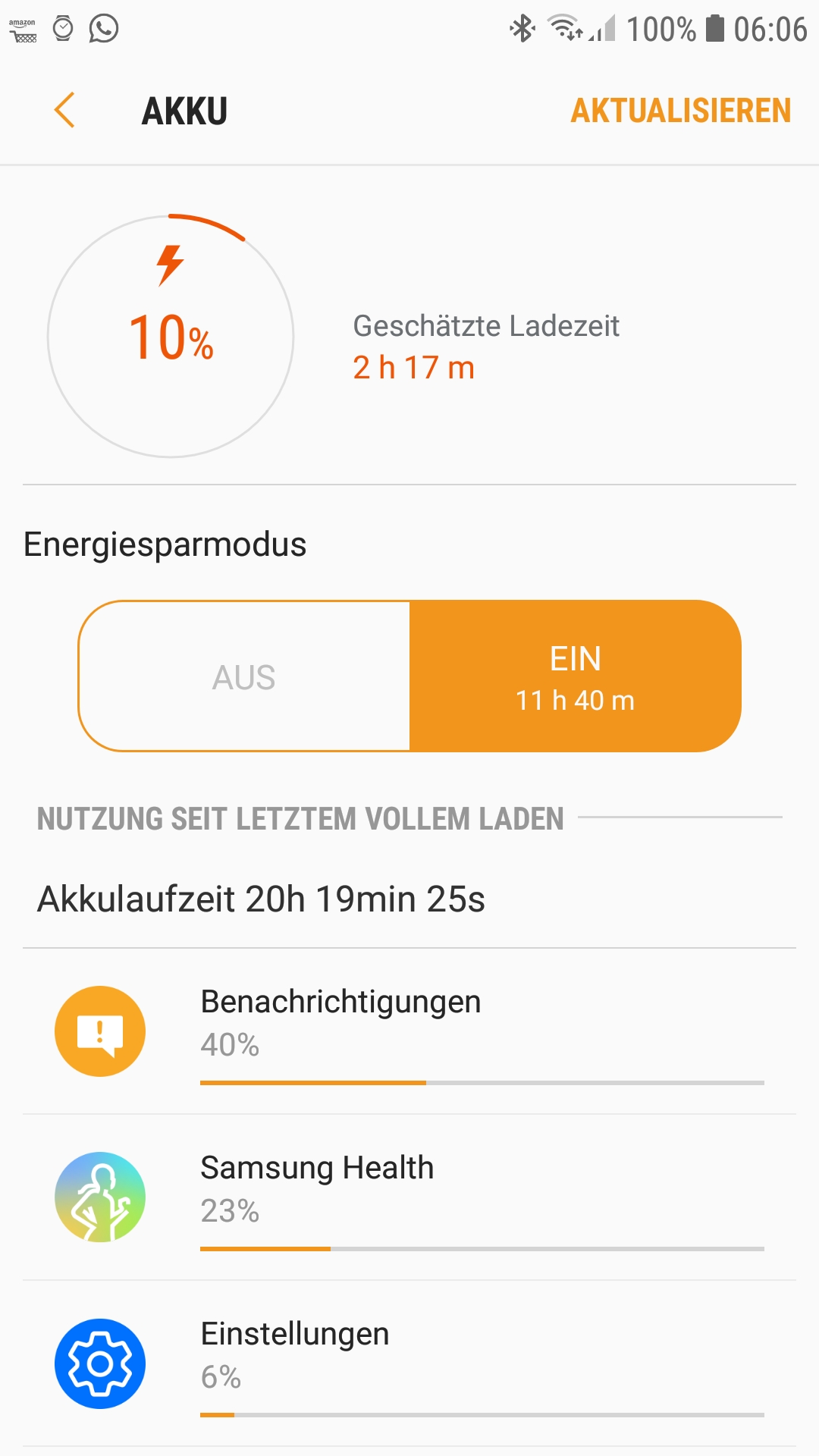 Gelöst Samsung Gear S3 / Gear Sport Akku entlädt sich plötzlich sehr