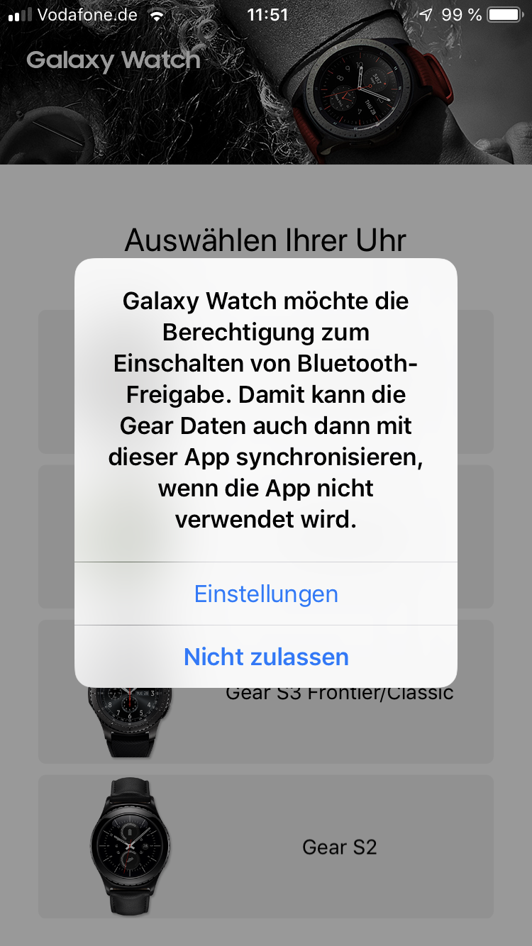 Gelöst Koppeln von Galaxy Watch und iPhone 7 nicht möglich Samsung