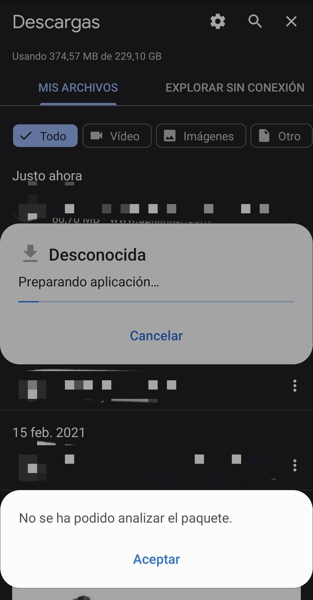 Téléchargement incomplet de 1xBet APK — illustration Android 2