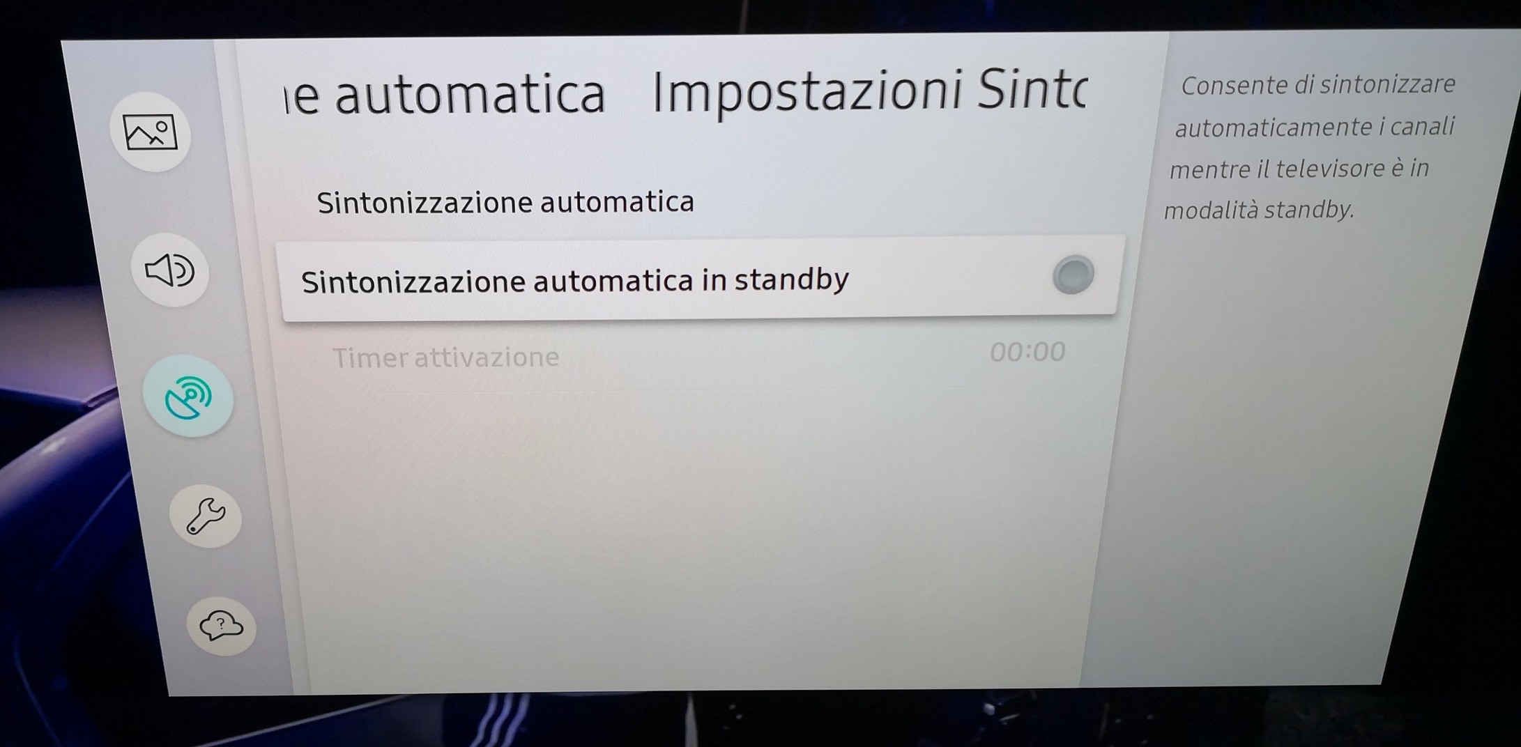 Q9F - Sintonizzazione automatica standby - Samsung Community