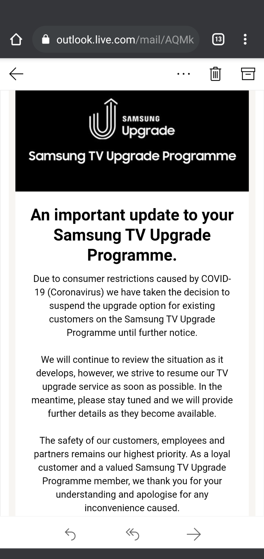 TV Upgrade programme Samsung Community