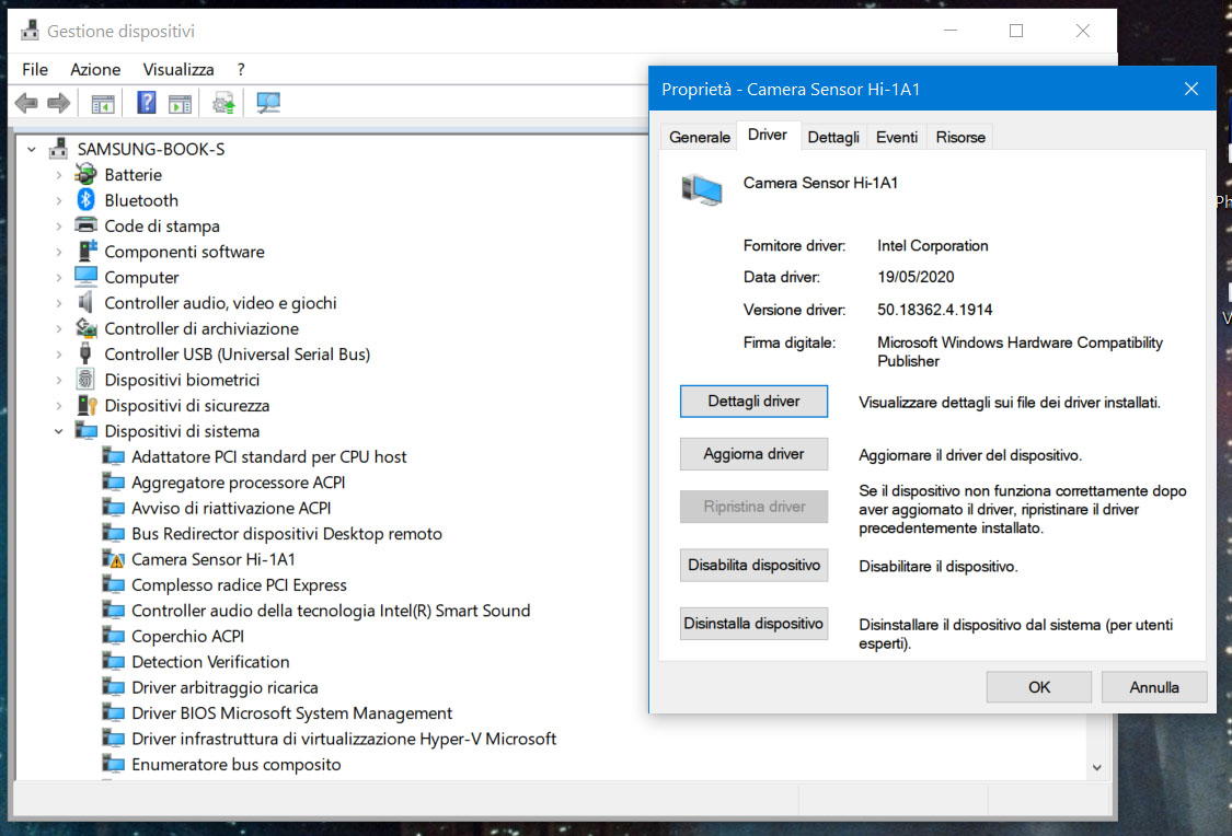 Samsung Galaxy Book S - webcam errore di drivers - Windows 10 Pro Insider  preview version - Samsung Community
