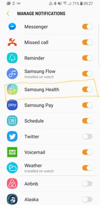 Galaxy Wearable app notifications