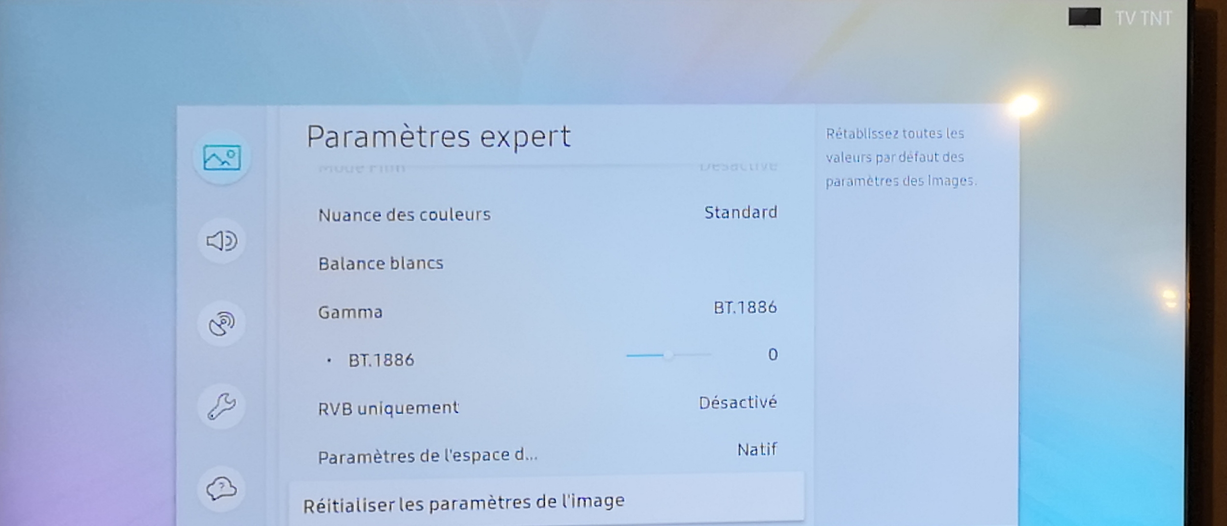 Meilleurs réglages image TV UE75NU8005 Samsung Community