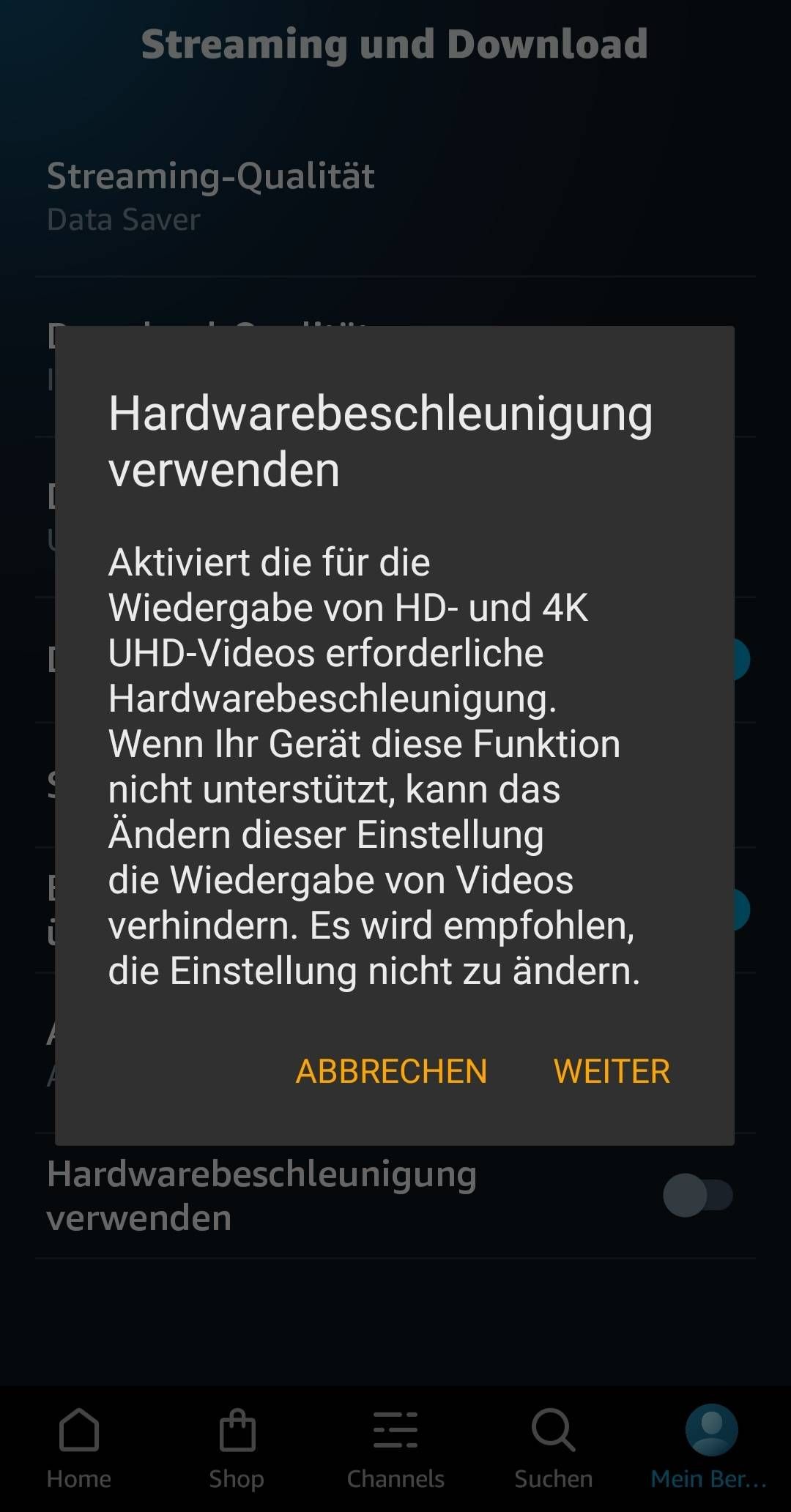 Amazon Prime Video App schwarzer Bildschirm/ Absturz Seite 2