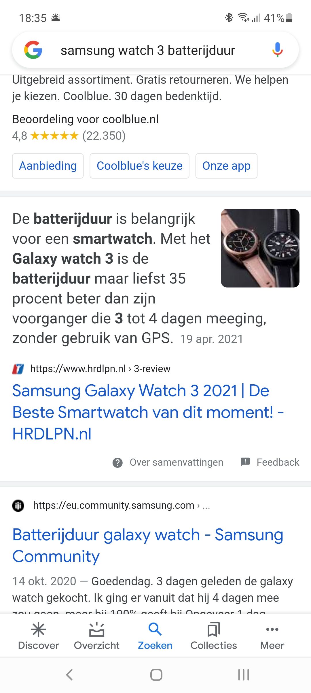 Samsung galaxy watch 3 batterijduur - Samsung Community