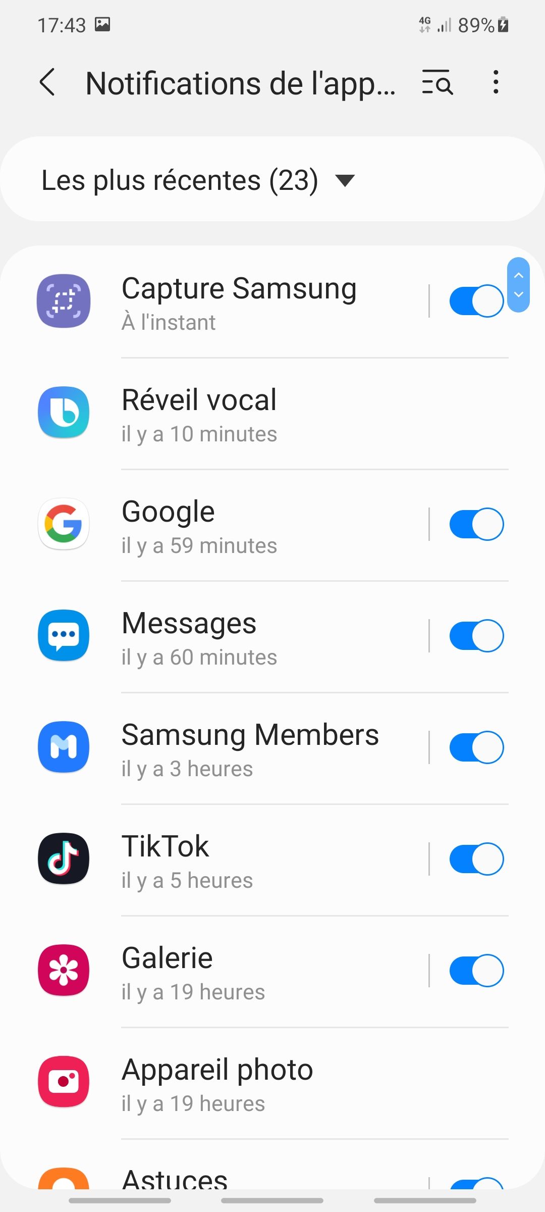 comment afficher les notifications sur l'écran de veille samsung