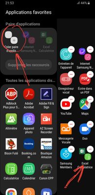 Séléectionner le couple d'applications