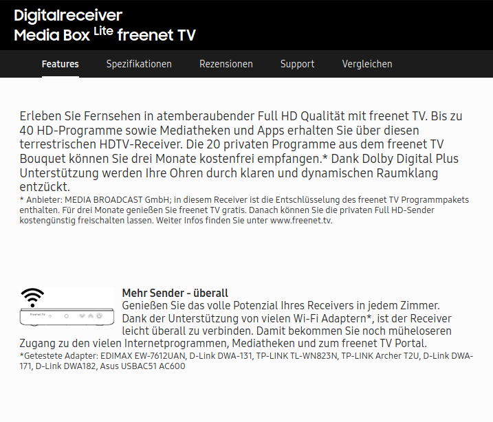 Mediabox GXMB540TL DVBT2 HD Receiver kann keine