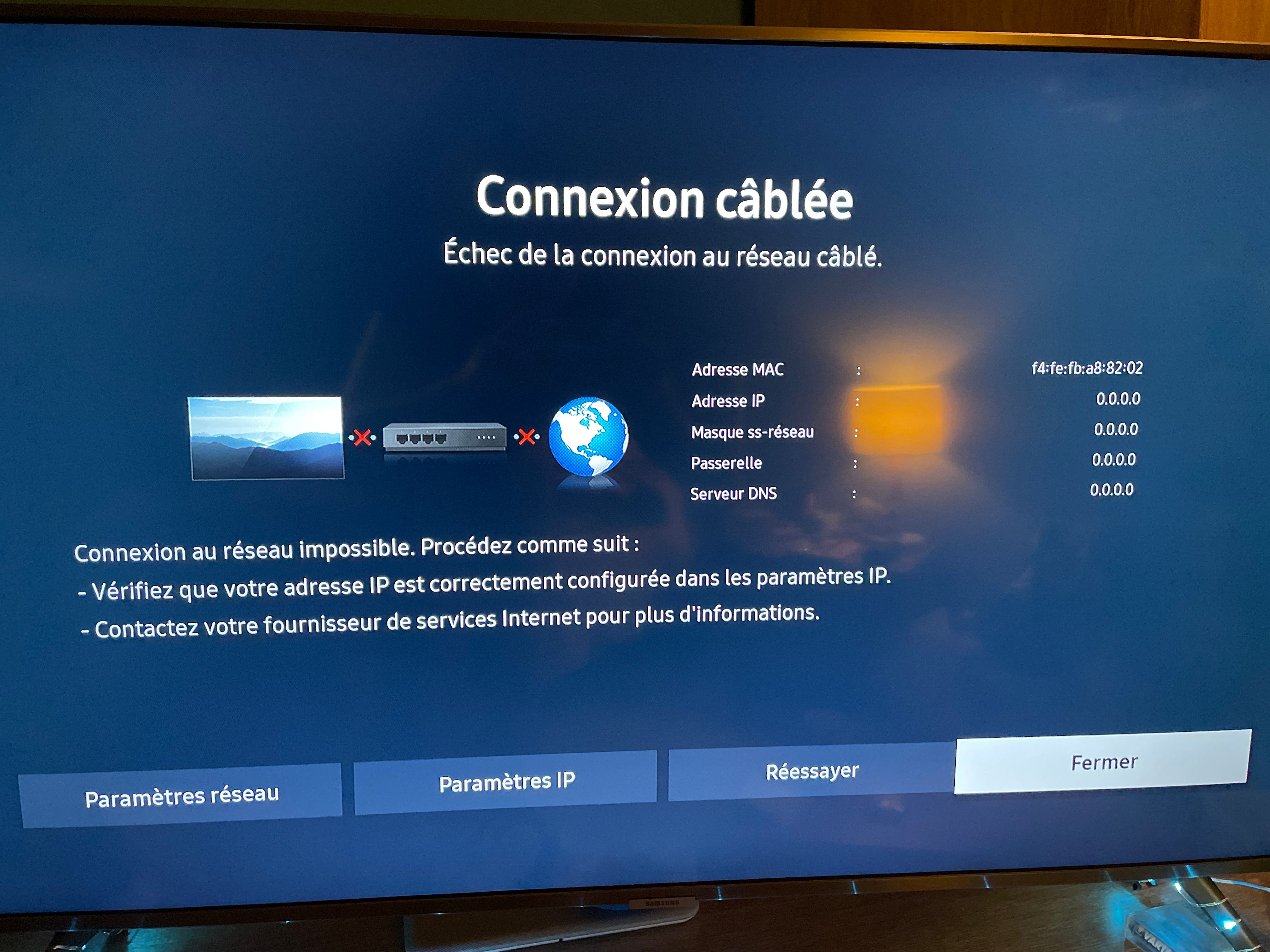 Résolu : Connexion internet câblée smart tv - Samsung Community