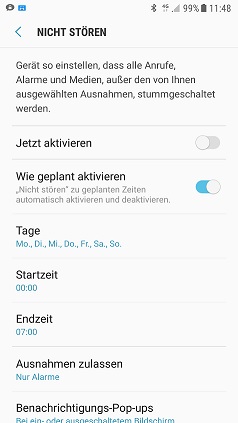 Galaxy S7 - Nicht Stören Modus und automatische Regeln