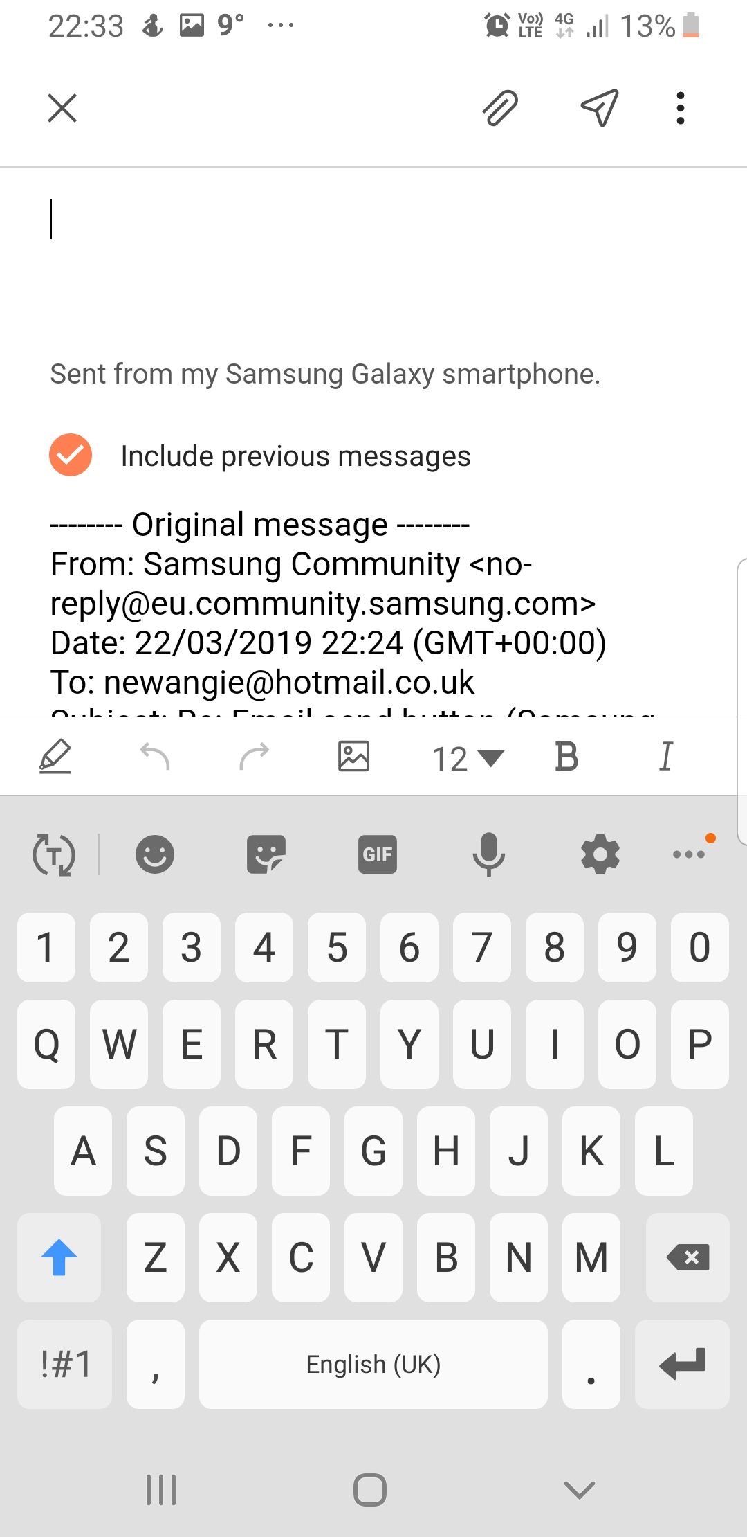 Solved Email send button Samsung Community