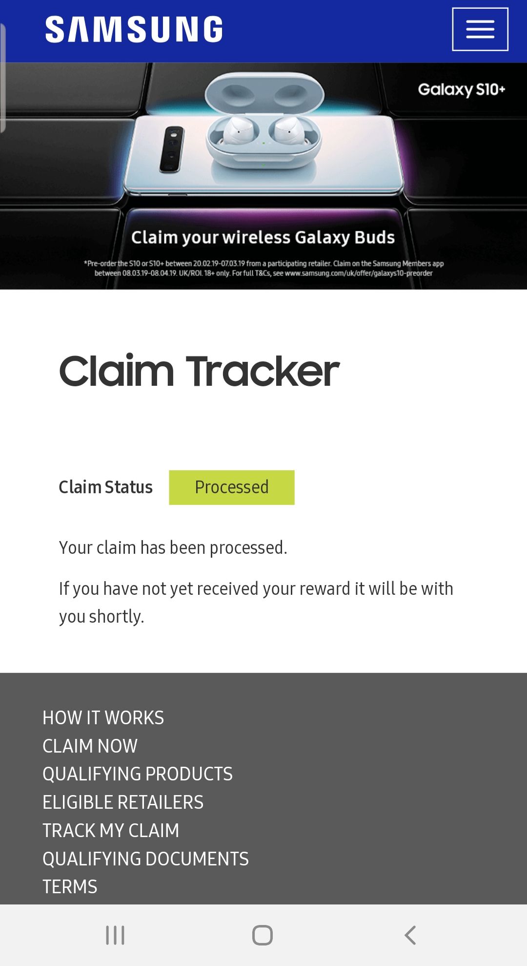Samsung track order