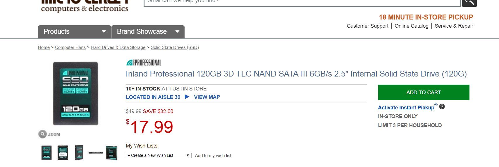 Inland professional hot sale 120gb ssd