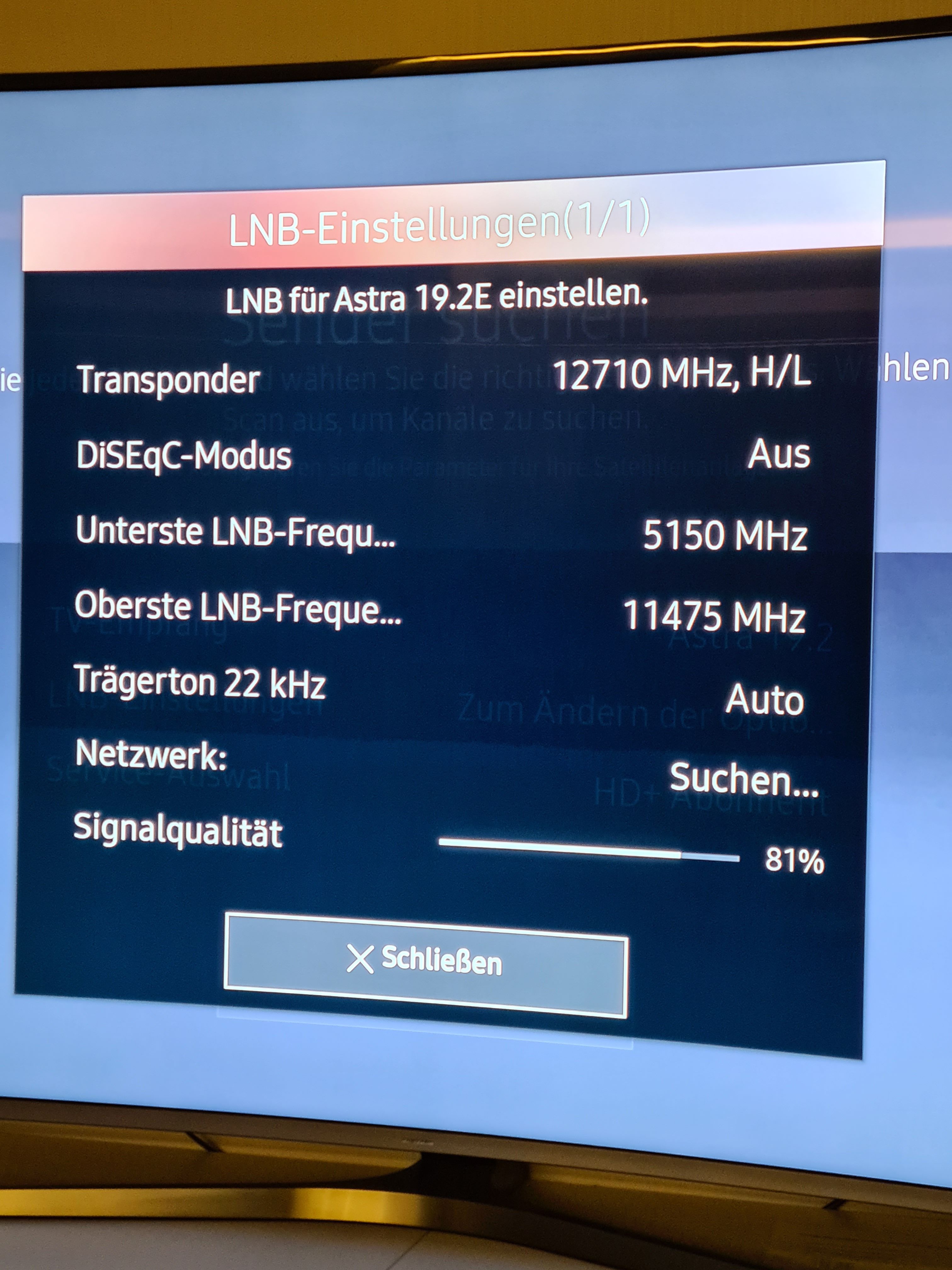 Frequenzbereich bei LNB Einstellung nicht ausreicjend Samsung Community