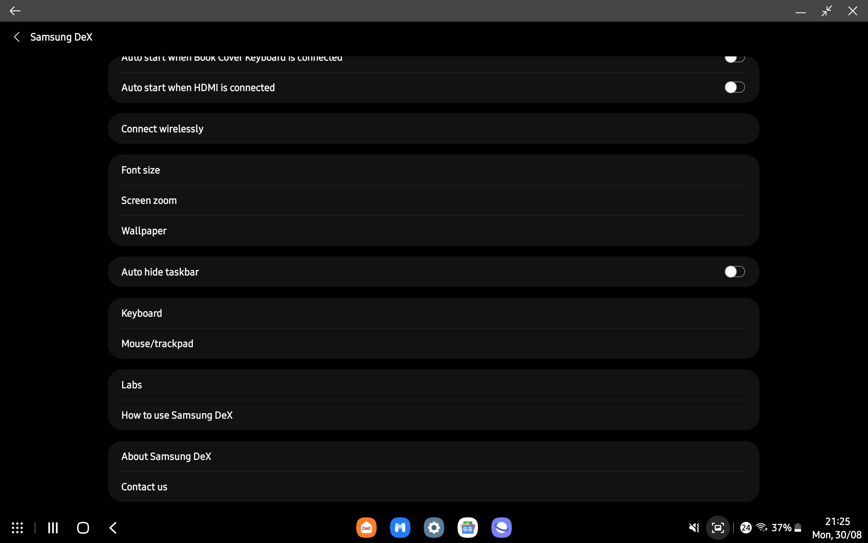 disable auto hide taskbar in DEX when in a fullscreen app? - Samsung  Community