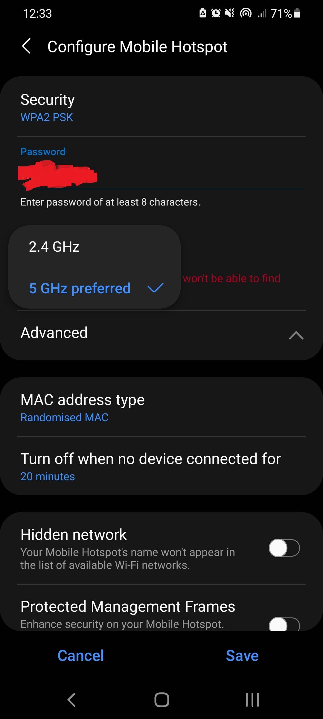 Can't change Hotspot Band to 5Ghz Samsung Community