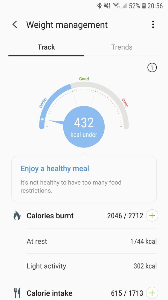 Samsung health weight Managment