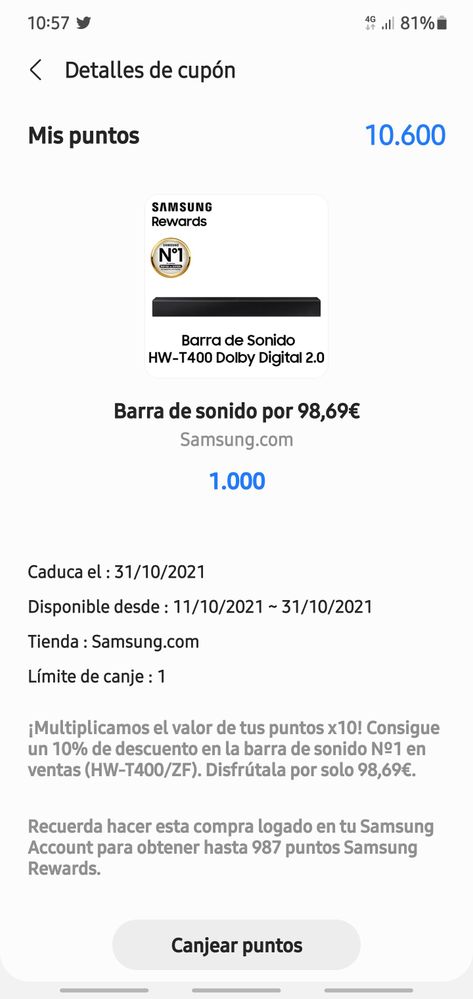 Solucionado: [Samsung Rewards] Ofertas - Samsung Community