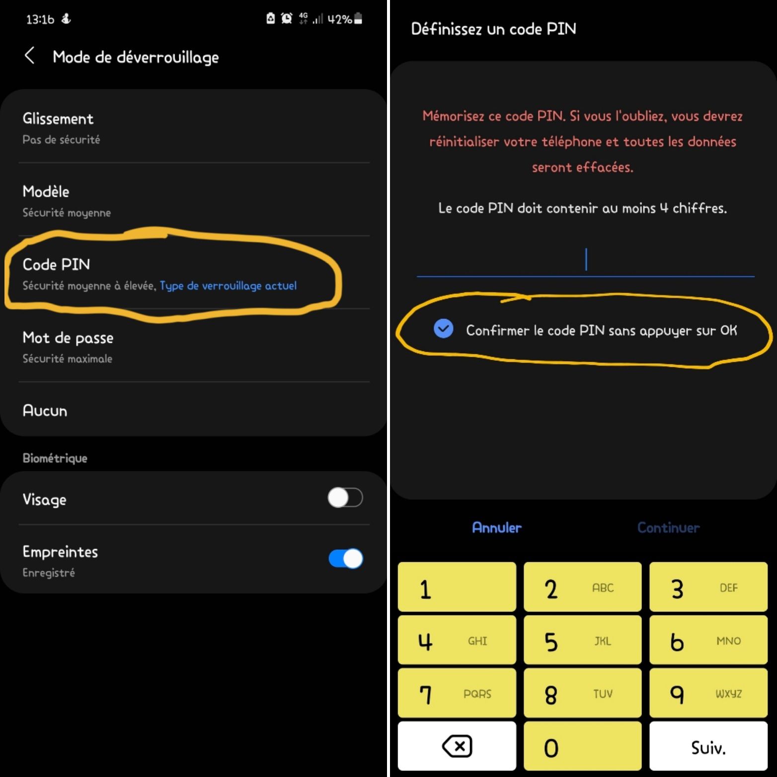 Résolu : Code PIN auto-validé (sans clic OK) - Samsung Community