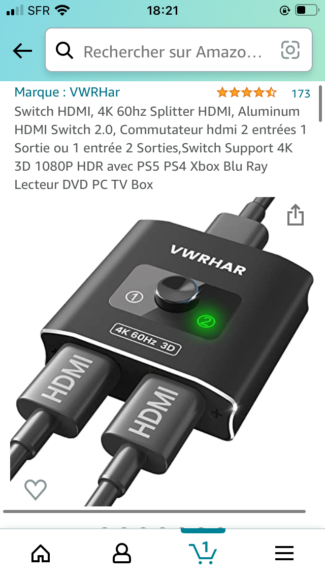 Switch HDMI,4K60Hz Splitter HDMI VWRHAR, Aluminum HDMI Switch 2.0