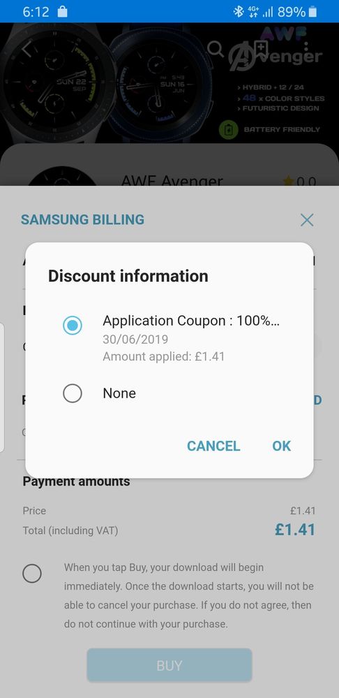 Getting error on galaxy store using a voucher code Samsung Community