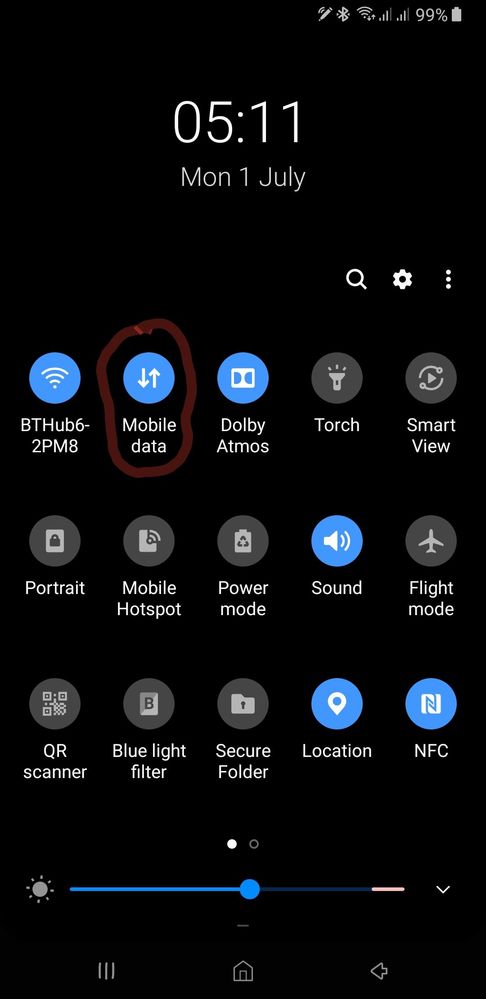 Enable/Disable Mobile Data in Quick settings on S10 plus missing