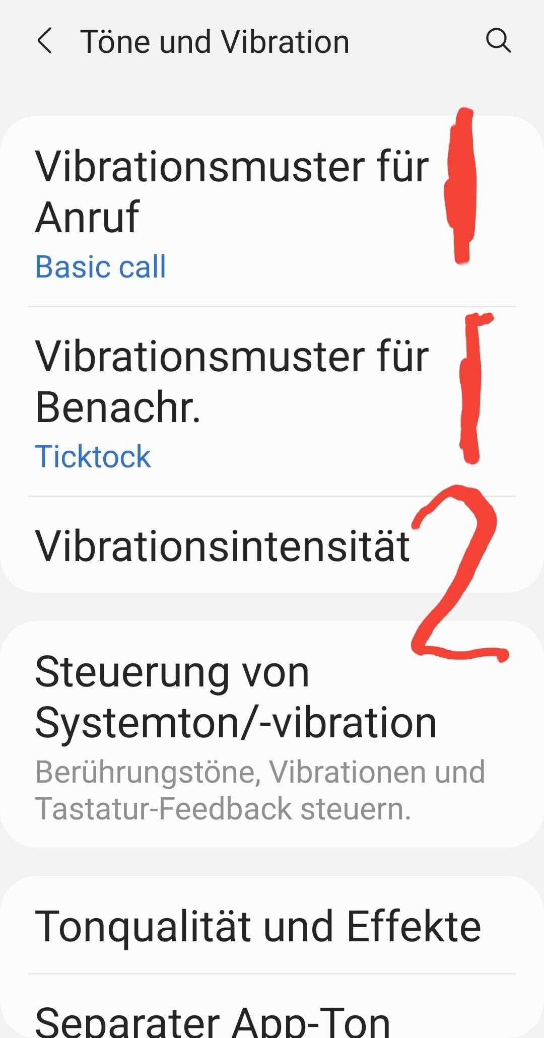 Vibrieren individuell einstellen