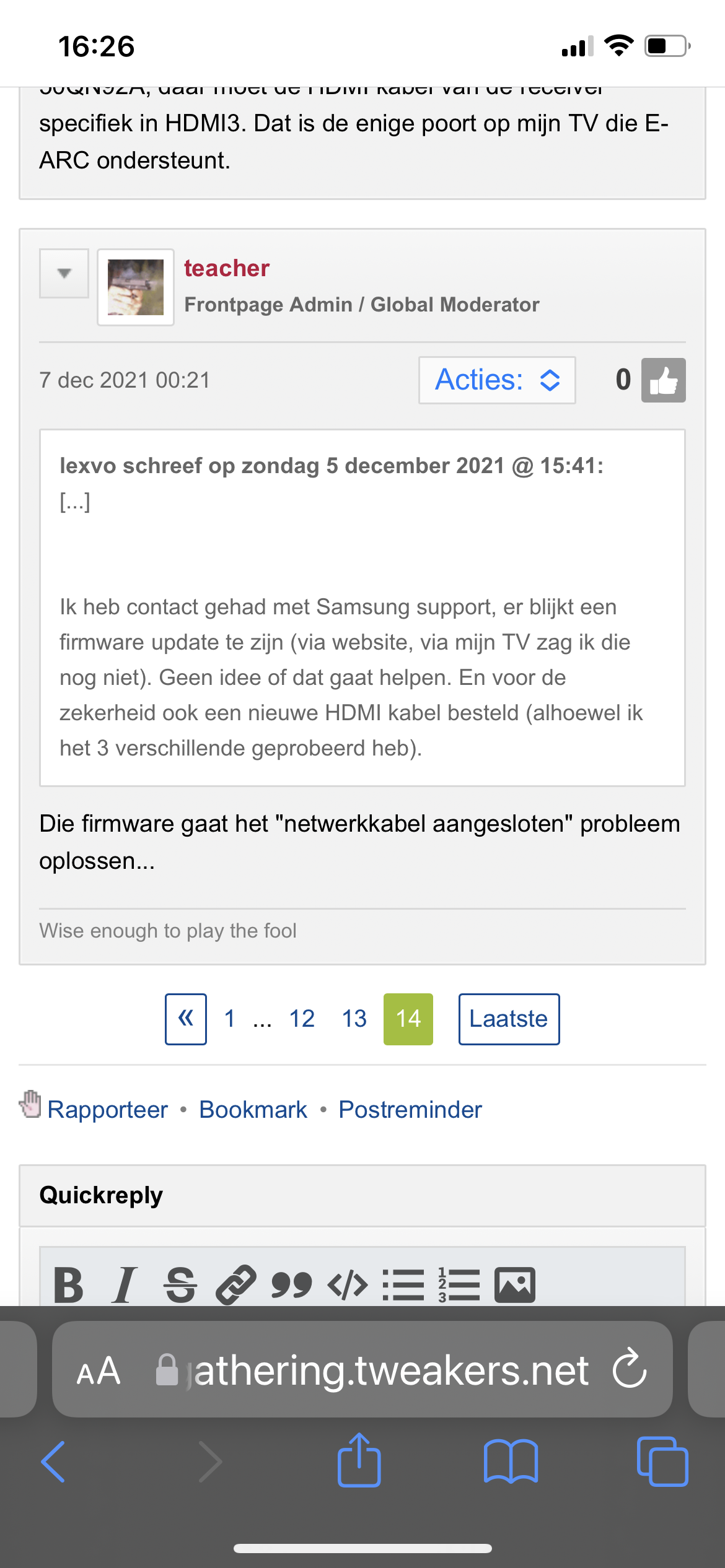 Melding netwerkkabel wel of niet aangesloten Samsung Community